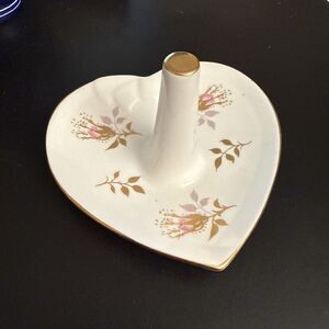 Vtg Coalport Bone China England Ring Holder Rose Bud